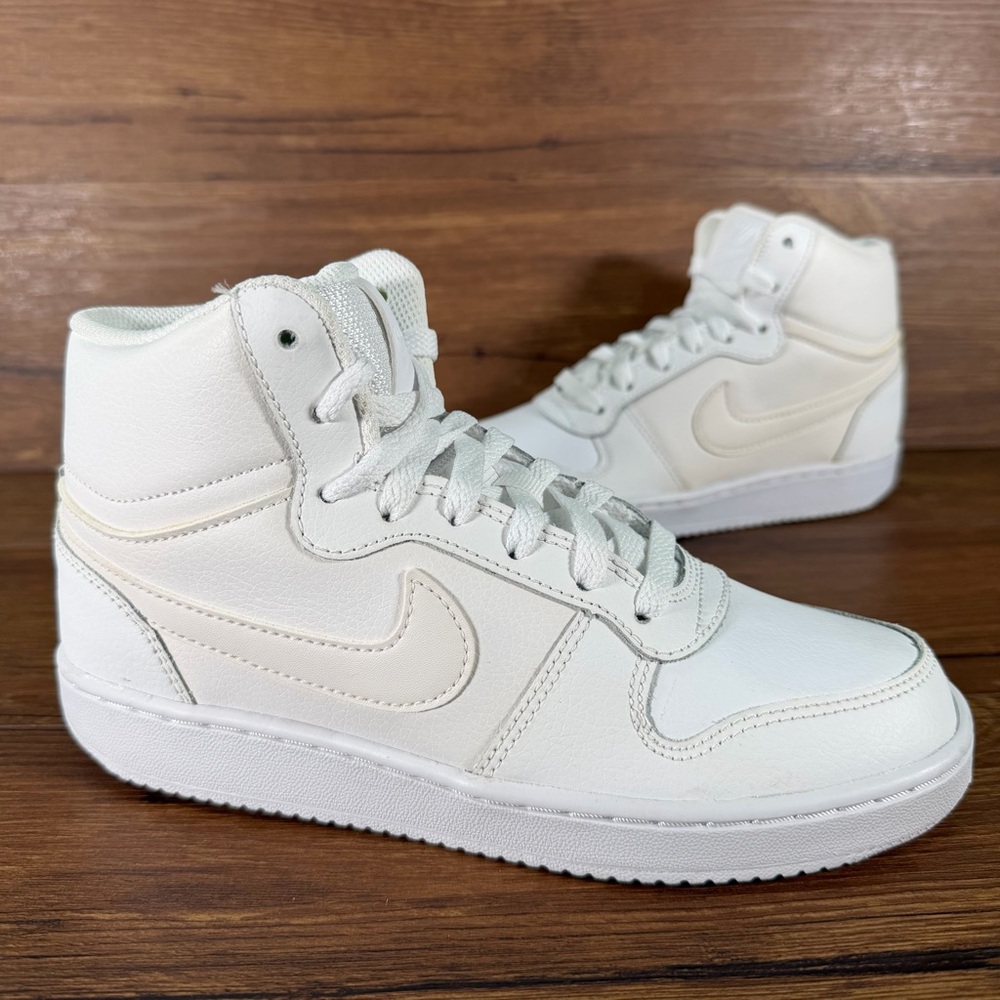 Nike Ebernon‎ Mid White Leather Sneakers Women’s Size 5.5 Lace Up Shoes